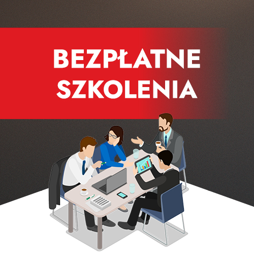 Nagłówek z napisem bezpłatne szkolenia